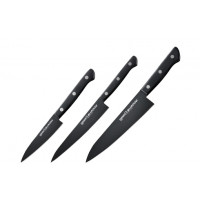 Набор из 3 ножей "Samura SHADOW" с покрытием Black-coating (11,23, 85) Набор из 3 ножей "Samura SHADOW" с покрытием Black-coating (11,23, 85)